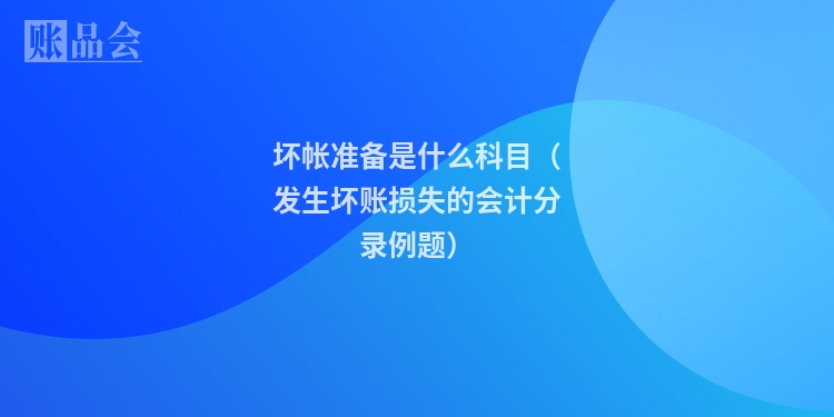 坏帐准备是什么科目(发生坏账损失的会计分录例题)