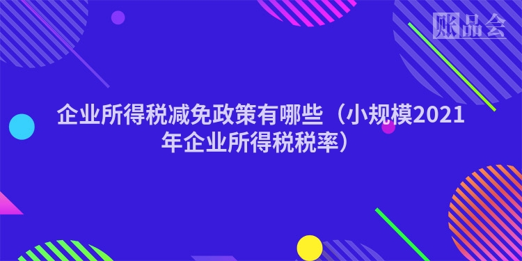 企业所得税减免政策有哪些（小规模2021年企业所得税税率）